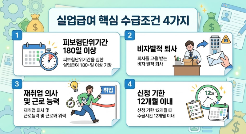실업급여 수급조건 핵심 정리: 피보험단위기간 180일의 비밀과 신청방법 Guide