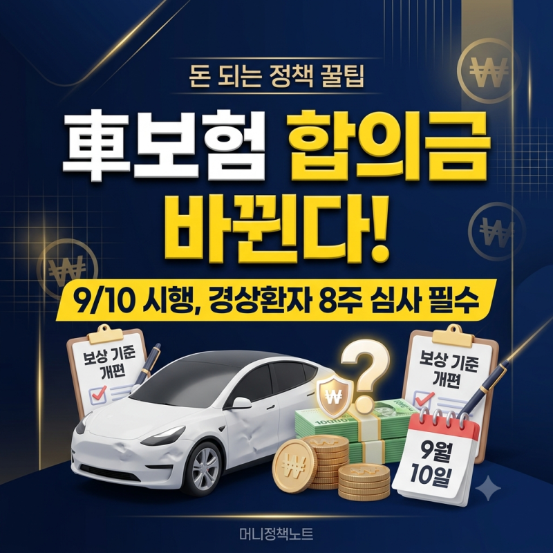 자동차보험 경상환자 합의금 폐지? 9월 10일부터 달라지는 보상 기준