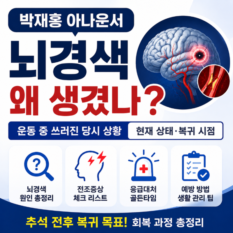 박재홍 아나운서 뇌경색 왜 생겼나? 운동 중 쓰러진 당시 상황·뇌경색 원인·현재 상태·복귀....
