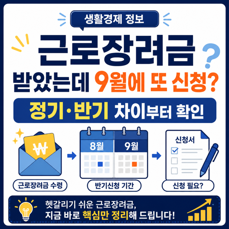 근로장려금 받았는데 9월에 또 신청? 정기·반기 차이부터 확인