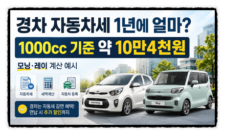 경차 자동차세 1년에 얼마일까? 1000cc 모닝·레이 실제 계산해 보니