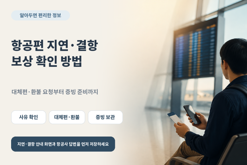 항공편 지연·결항 보상 기준, 대체편·환불·증빙 준비 방법