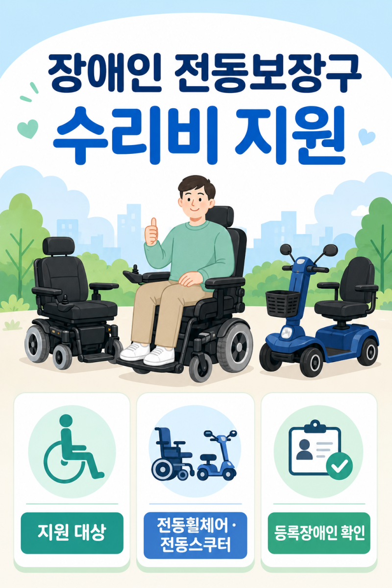 장애인 전동보장구 수리비 지원｜전동휠체어·전동스쿠터 신청방법과 지원금액