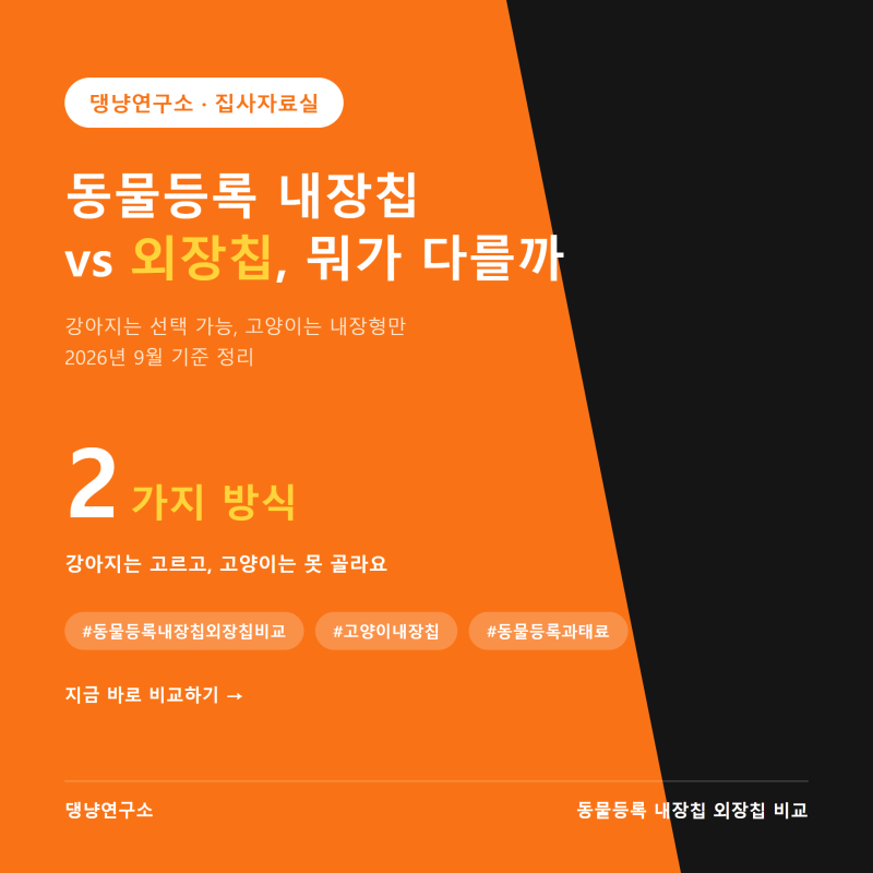 동물등록 내장칩 외장칩 비교, 강아지·고양이 등록 방식 정리