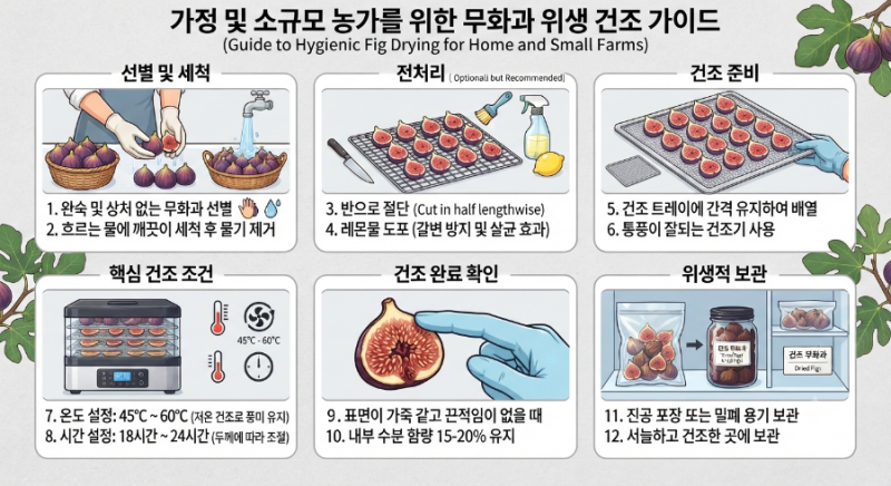 무화과를 가정이나 소규모 농가에서 맛있고 위생적으로 건조하는 방법과 핵심 조건.