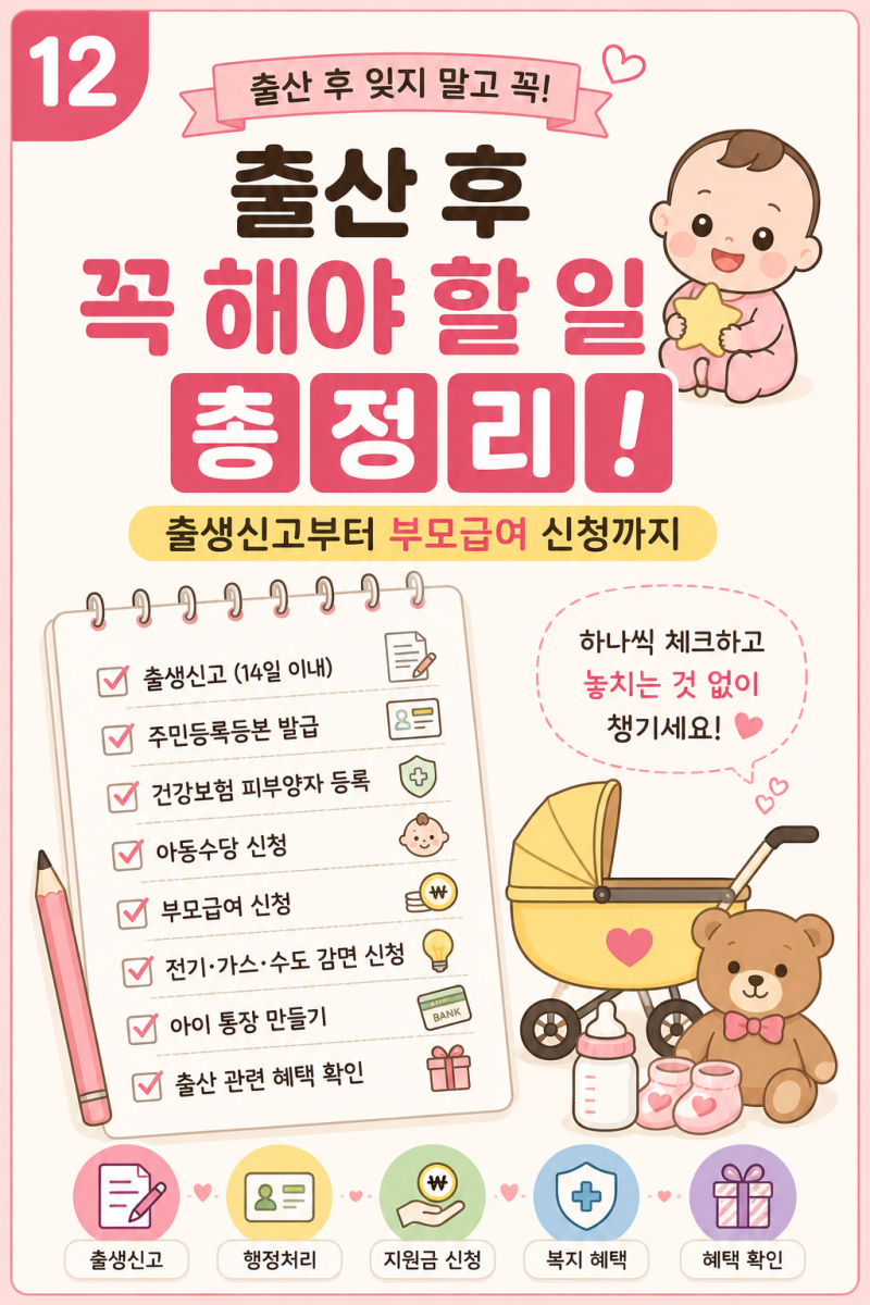 출산 후 꼭 해야 할 일 총정리! 출생신고부터 부모급여 신청까지