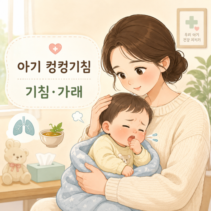 6개월아기 기침감기 컹컹 크룹증상 아기기침 아기가래소리 후두염증상