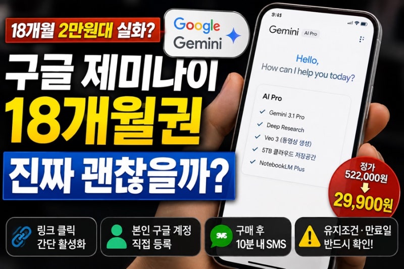 제미나이 프로 18개월 29,900원｜저렴한 이유는? 구매해도 괜찮을까?