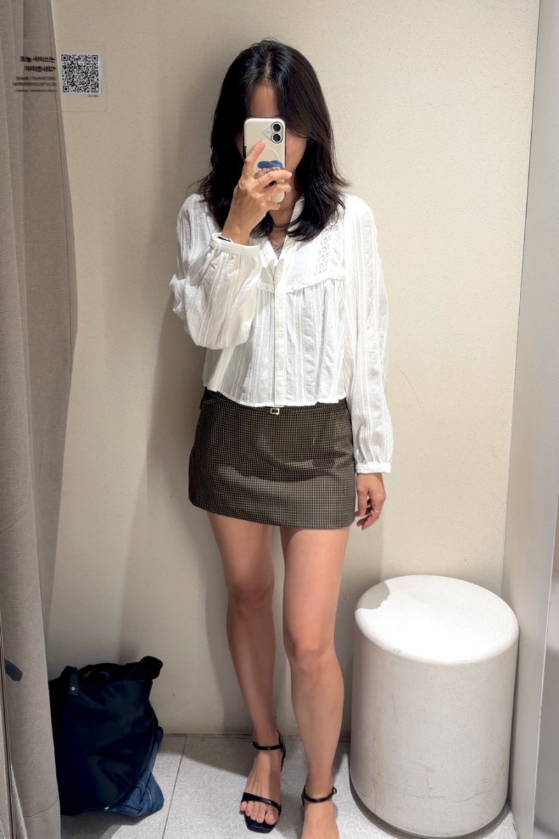 자라 가을 신상 입어보기, 웨이브체형 블라우스•가디건 피팅 후기