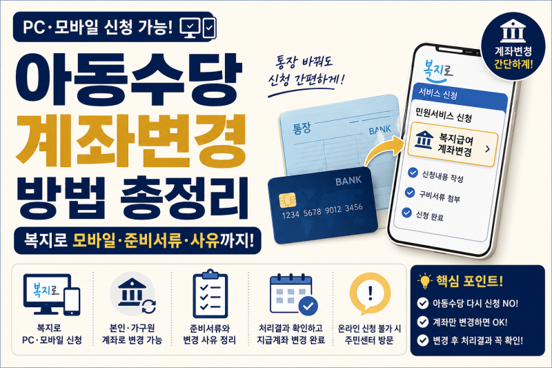 아동수당 계좌변경 방법 총정리 (+복지로 모바일·준비서류·사유)