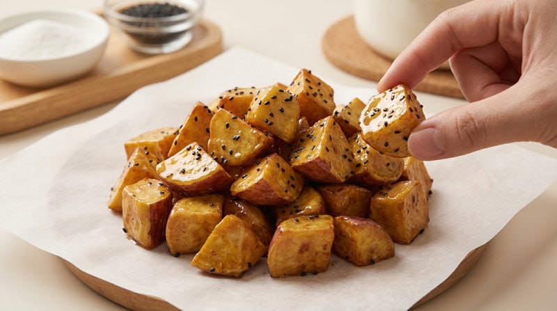 물엿은 절대 넣지 마세요! 손에 1도 안 묻는 바삭한 고구마 맛탕(빠스) 황금레시피