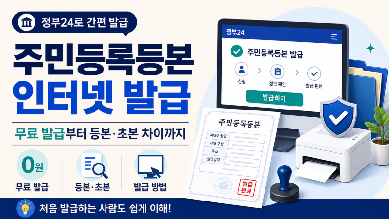 주민등록등본 인터넷 발급 방법 총정리｜정부24 무료 발급부터 초본 차이까지