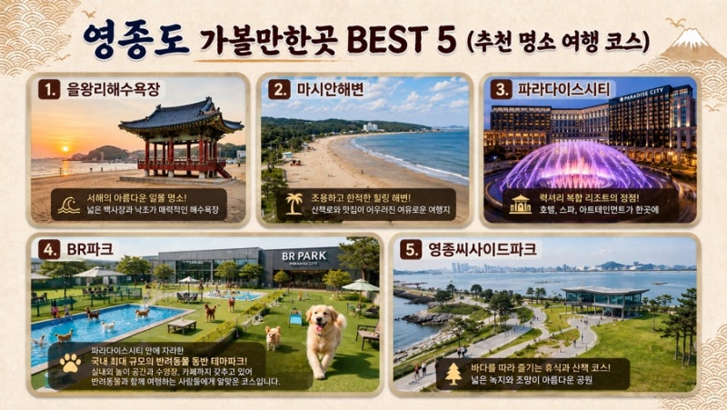 인천 영종도 가볼만한곳 | 을왕리해수욕장부터 파라다이스시티까지
