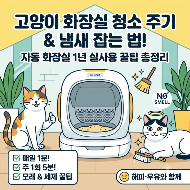 고양이 화장실 청소 주기, 냄새 잡는 법까지 총정리 (자동 화장실 1년 실사용)