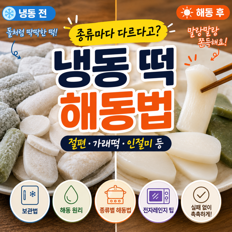 냉동 떡 해동법, 가래떡·절편·인절미 종류마다 다를까?