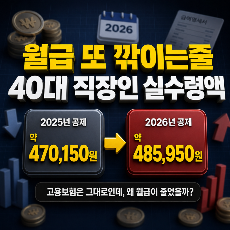"월급 또 깎이는줄" 2026 고용보험료율 40대 직장인 실수령액 계산해보니