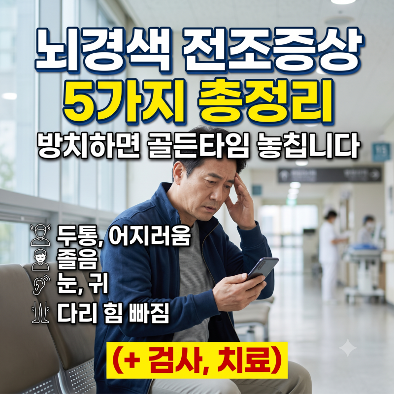 뇌경색 전조증상 5가지 총정리! 검사 및 치료 방법 (+ 두통 어지러움 졸음 눈 귀 다리)