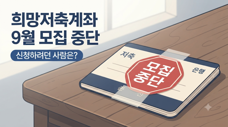 희망저축계좌 9월 모집 갑자기 중단｜신청하려던 사람은 어떻게 해야 하나?