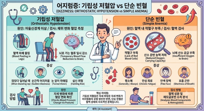 기립성 저혈압과 단순 빈혈의 차이