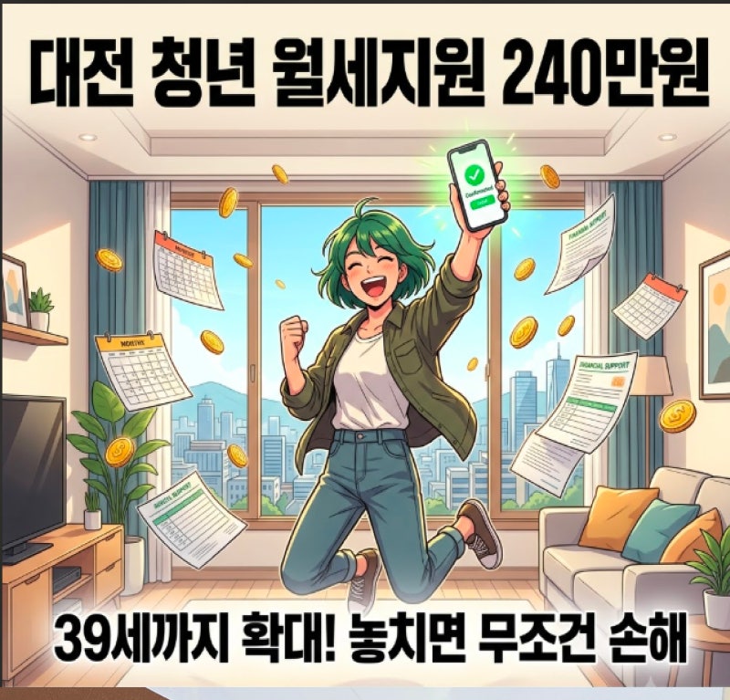 2026 대전 청년 월세지원 신청방법, 240만원 놓치면 진짜 땅을 치고 후회합니다