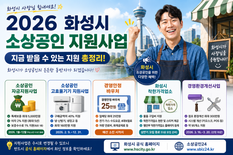 2026 화성시 소상공인 지원사업 총정리｜지금 받을 수 있는 지원 확인하기