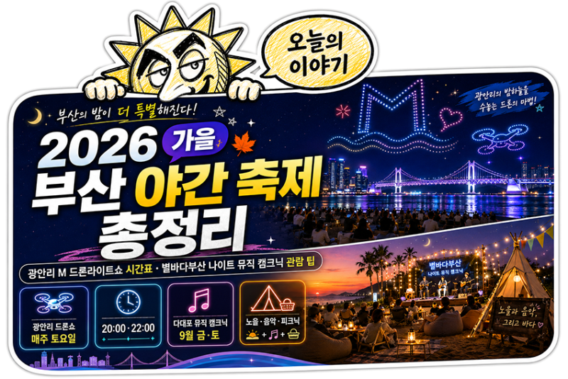 2026 가을 부산 야간 축제 총정리｜광안리 M 드론라이트쇼 시간표·별바다부산 나이트 뮤직 캠....