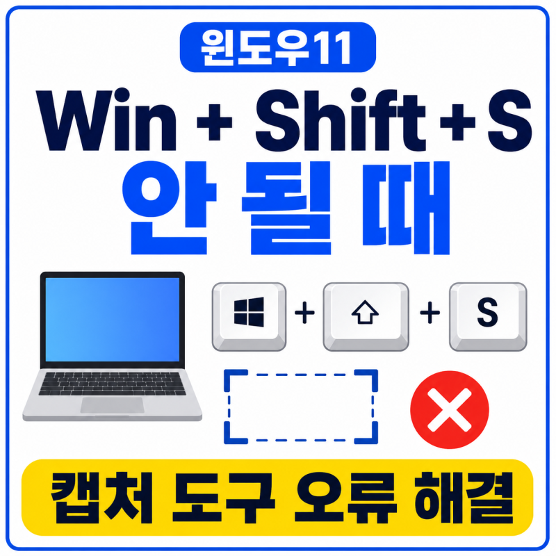 Win+Shift+S 안 될 때 | 윈도우 캡처 도구 오류 해결 순서