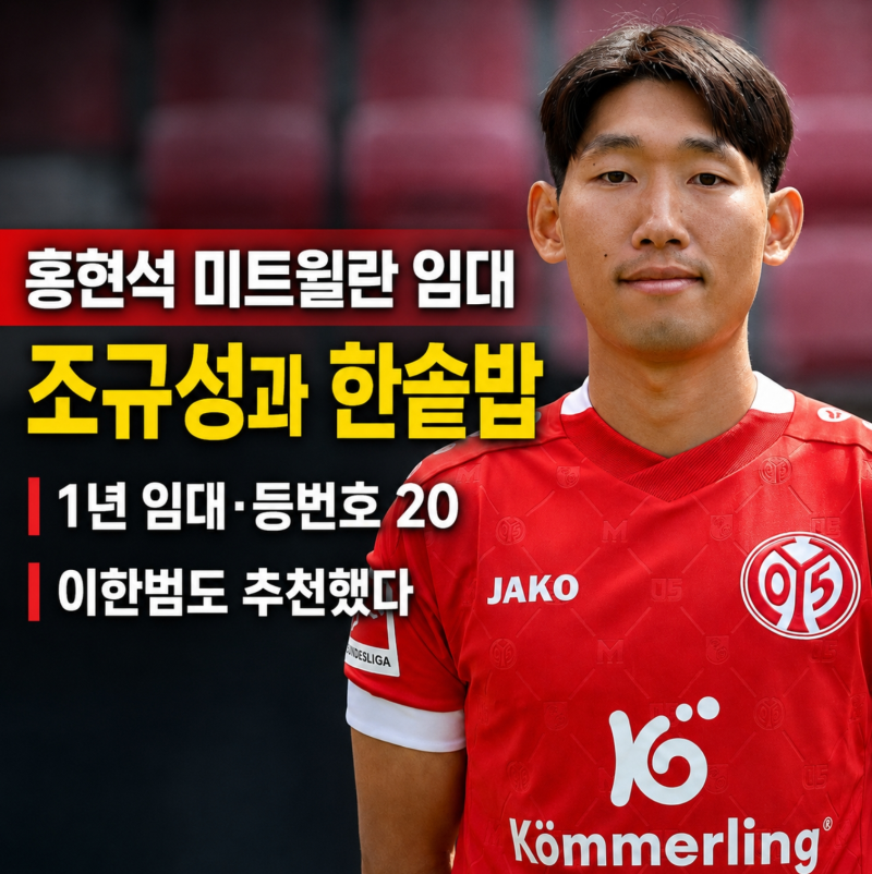 홍현석 미트윌란 1년 임대 오피셜, 조규성과 한솥밥. 마인츠 떠난 이유는? 이한범 추천 비하....