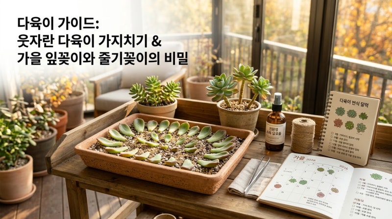 여름 지나 웃자란 다육이 가을에 자르고 잎꽂이로 번식하는 법