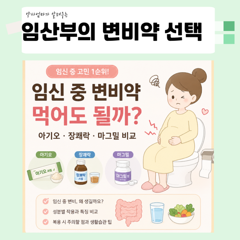 임산부 변비약 먹어도 될까?아기오·장쾌락·마그밀 성분별 비교 및 추천