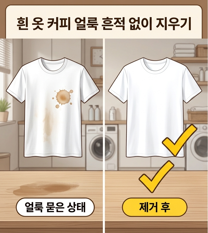 흰 옷에 쏟은 커피 얼룩! 주방세제와 '이것'으로 깔끔하게 지우는 법