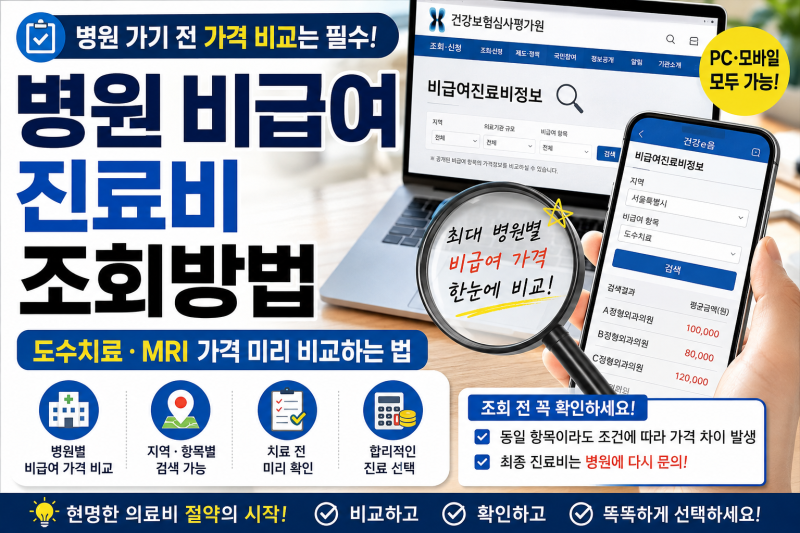 비급여 진료비 조회방법｜병원 가기 전 도수치료·MRI 가격 비교하는 법