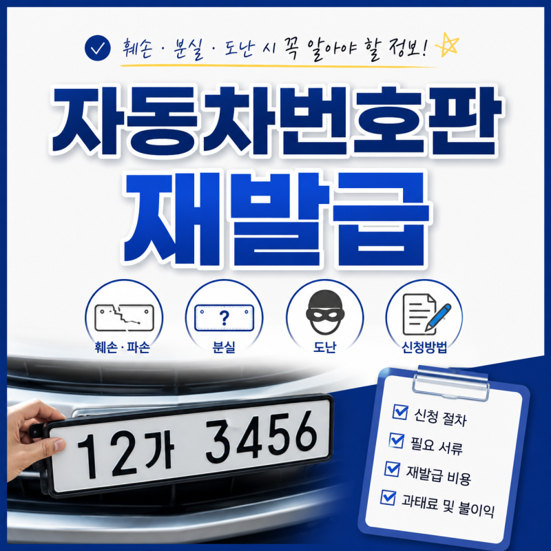 자동차번호판재발급, 그냥 타면 과태료? 비용부터 방법까지