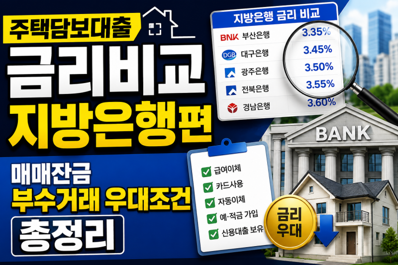 주택담보대출 금리비교 지방은행편, 매매잔금 부수거래 우대조건 총정리