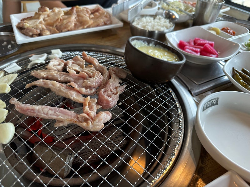 가평 둘레길숯불닭갈비 양념 소금구이 자라섬 근처 숯불닭갈비 막국수