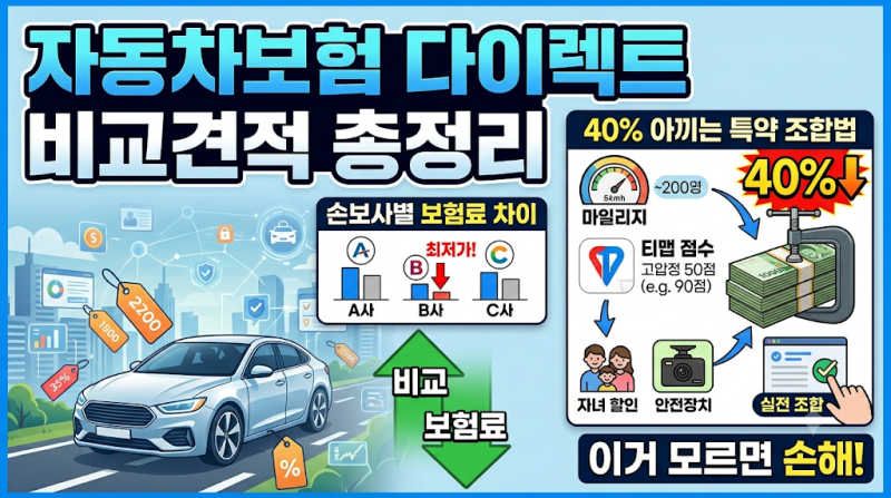 자동차보험 다이렉트 비교견적 총정리…손보사별 보험료 차이와 40% 아끼는 특약 조합법