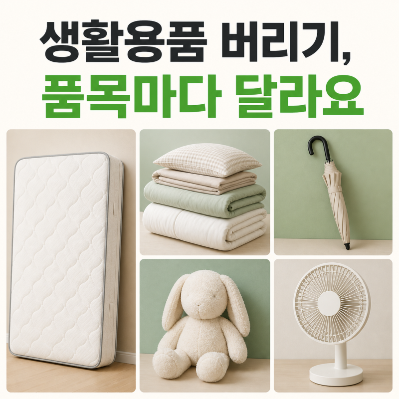 침대매트리스 버리기, 이불 버리는 방법 및 인형 우산 선풍기 버리는 법 까지