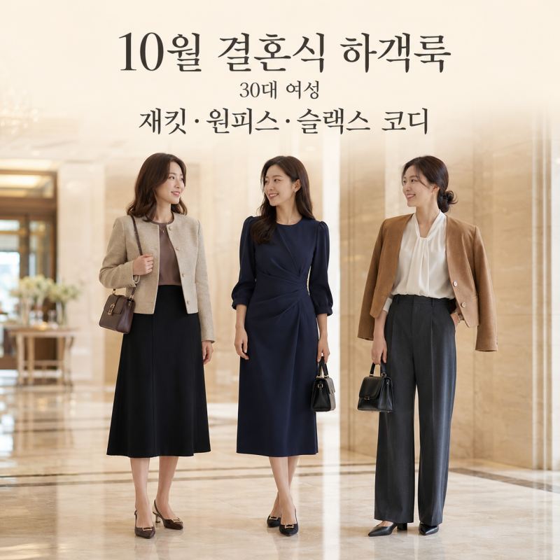 10월 결혼식 하객룩｜30대 여성 재킷·원피스·슬랙스 코디