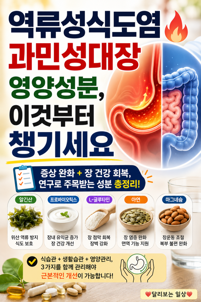 역류성식도염 과민성대장 영양성분, 이것부터 챙기세요