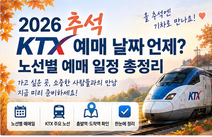 2026 추석 KTX 예매 날짜 언제? 경부선·호남선·강릉선 노선별 일정 총정리