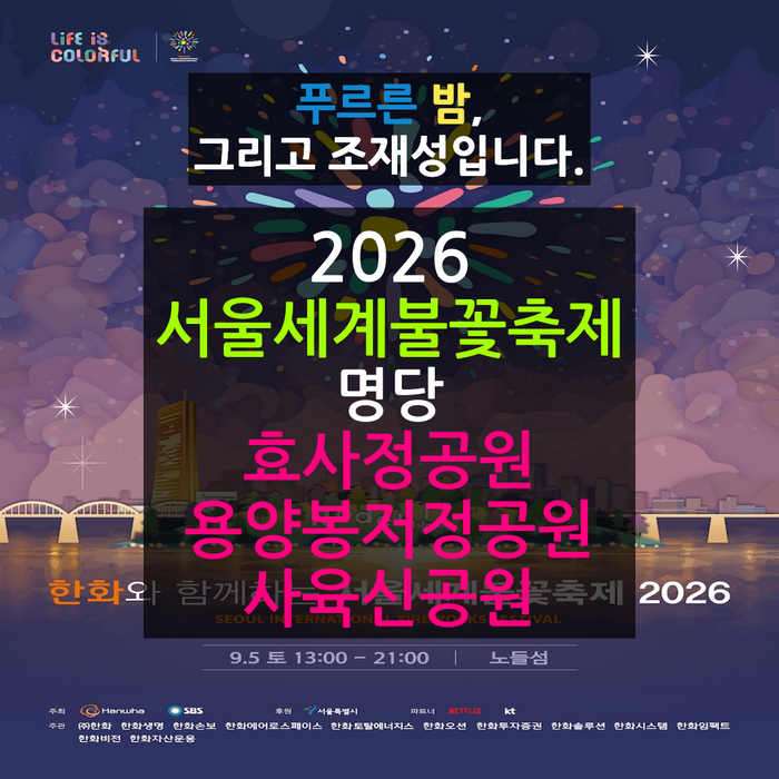 2026 서울세계불꽃축제 명당 효사정공원 용양봉저정공원 사육신공원