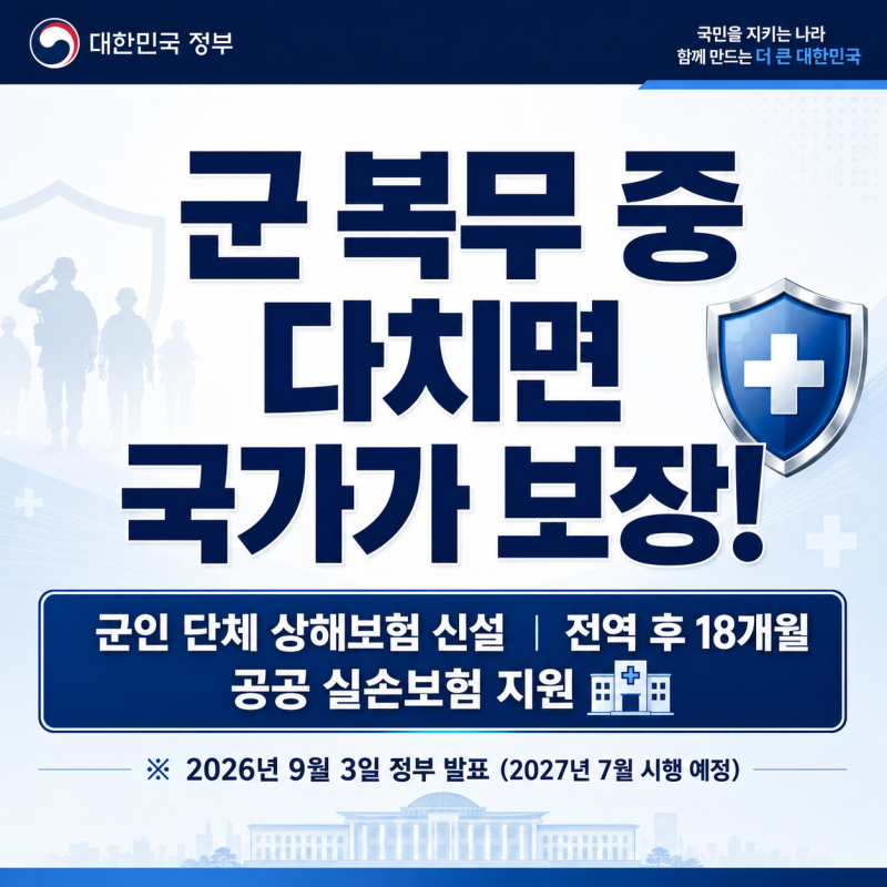 군대에서 다치면 국가가 보험 들어준다? 군인 상해보험·전역 후 18개월 실손보험 신설