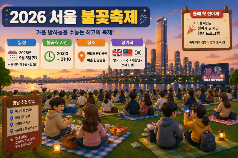 2026 서울 불꽃축제 일정·시간·명당·교통 총정리