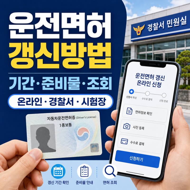 운전면허 갱신방법 기간 조회 준비물 총정리 (온라인·경찰서·시험장 장소별 비교)