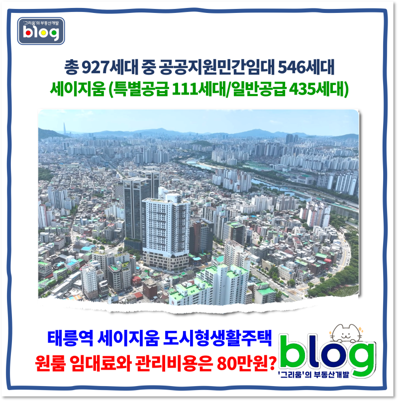 태릉역 세이지움 도시형생활주택 원룸 임대료와 관리비용은 80만원?