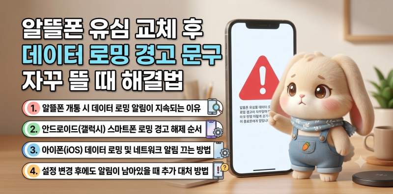 알뜰폰 유심 교체 후 데이터 로밍 경고 문구 자꾸 뜰 때 해결법