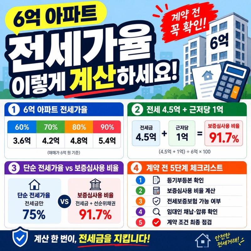 아파트 전세보증보험 가입 조건, 전세가율 계산부터 확인하세요