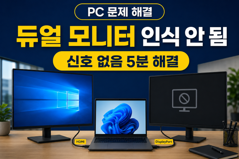 듀얼 모니터 인식 안 됨｜신호 없음 5분 해결 방법
