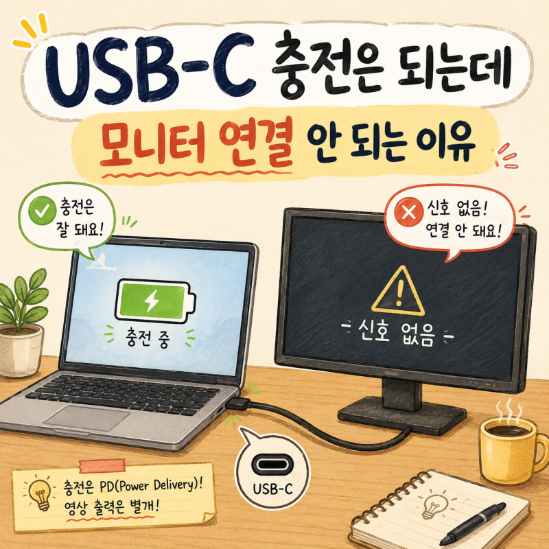노트북 USB-C 충전은 되는데 모니터 연결 안 되는 이유