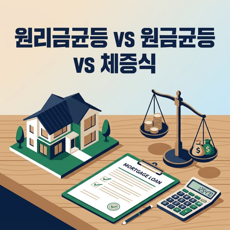 주택담보대출 상환 방식 비교: 원리금균등 vs 원금균등 vs 체증식 총이자 수천만 원 아끼는 법